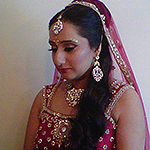 Traditional bridal makeup with curls to side Birmingham (Perry Bar) 